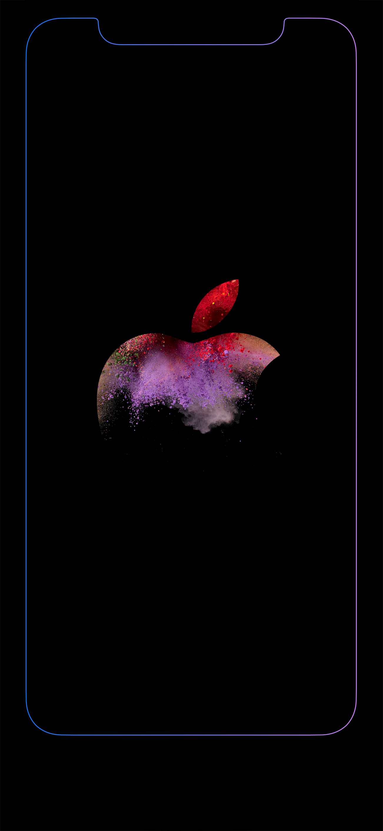 苹果xs发光边框壁纸 iphone x/xs边框发光带标致壁纸下载