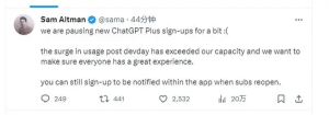 突发!openai ceo宣布停止chatgpt付费账号注册 数万人受影响